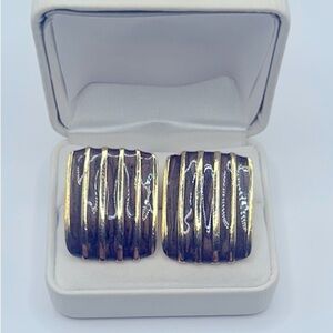 Vintage 10k Gold and Brown Metallic  Modernist Earrings​​​​